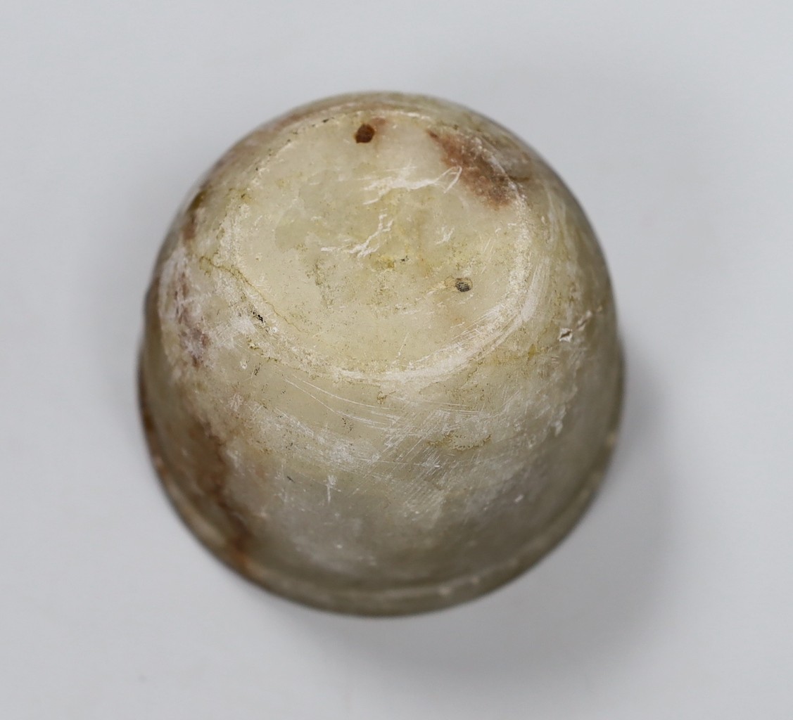 A Chinese jade hairpin, 21cm, a hardstone plaque, and an alabaster bowl